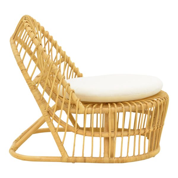 343 000095 2 Armchair Tromso pakoworld pe rattan in natural color and beige pillow 80x85x98cmIndoor furniture > Living room armchairs