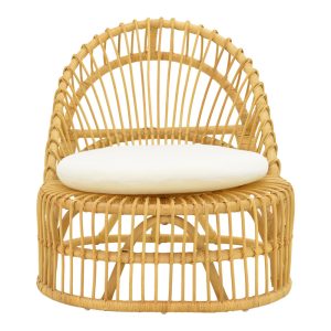 343 000095 3 Armchair Tromso pakoworld pe rattan in natural color and beige pillow 80x85x98cmIndoor furniture > Living room armchairs