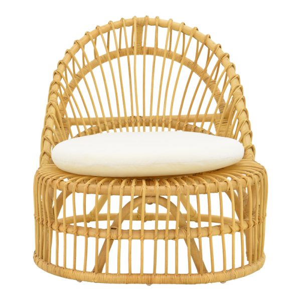 343 000095 3 Armchair Tromso pakoworld pe rattan in natural color and beige pillow 80x85x98cmIndoor furniture > Living room armchairs
