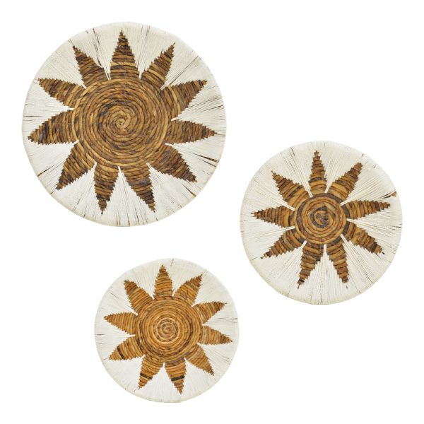 343 000101 Wall decorative Circy Inart wicker set of 3 pieces in white-beige colorDecoration > Decorations > Wall Decorations