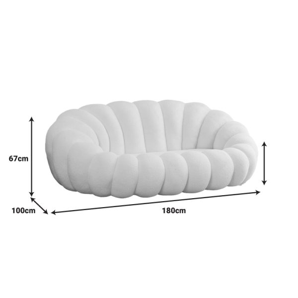 347 000008 4 Margaritine sofa pakoworld white bouclé fabric 180x100x67cmIndoor furniture > Sofas