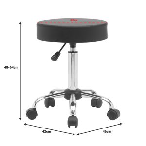 360 000011 4 Office-work stool with wheels Uficio pakoworld pu in black shade 46x42x48-64cmOffice furniture > Labor office chairs