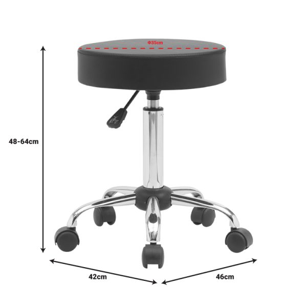 360 000011 4 Office-work stool with wheels Uficio pakoworld pu in black shade 46x42x48-64cmOffice furniture > Labor office chairs