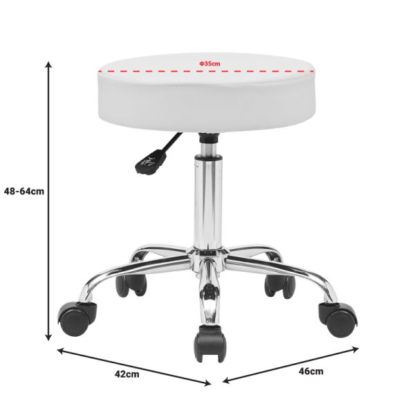 360 000012 4 Office-work stool with wheels Uficio pakoworld pu in white shade 46x42x48-64cmOffice furniture > Labor office chairs