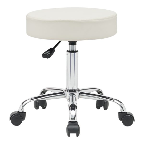 360 000012 Office-work stool with wheels Uficio pakoworld pu in white shade 46x42x48-64cmOffice furniture > Labor office chairs