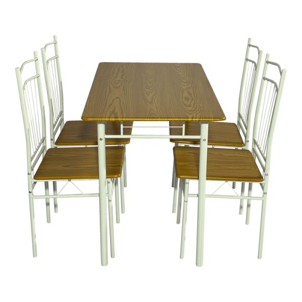 374 000001 2 Dining table Roza II pakoworld set of 5 pcs mdf in natural shade with white metal legs 110x60x74cmIndoor furniture > Dinning sets