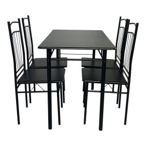 374 000003 2 Dining table Roza II pakoworld set of 5 pcs mdf in black shade with black metal legs 110x60x74cmIndoor furniture > Dinning sets
