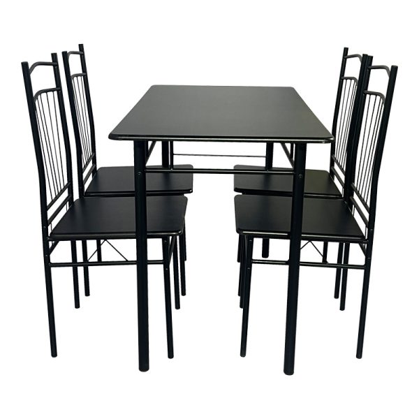 374 000003 2 Dining table Roza II pakoworld set of 5 pcs mdf in black shade with black metal legs 110x60x74cmIndoor furniture > Dinning sets