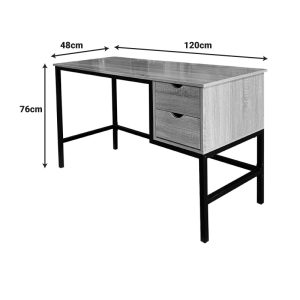 374 000004 3 Ramen pakoworld work desk in sonoma shade with black metal legs 120x48x76cmOffice furniture > Working desk
