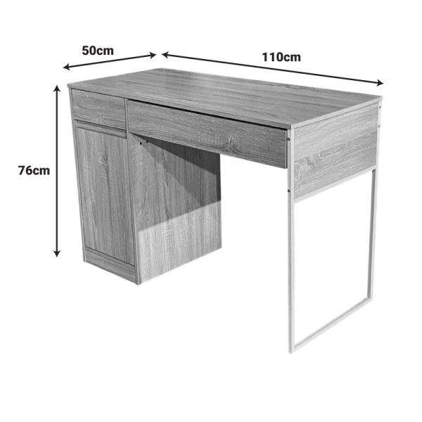 374 000005 3 Kantor pakoworld work desk in natural shade with white metal leg 110x50x76cmOffice furniture > Working desk