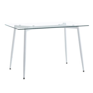 Dining table QUANA Argos The Classic transparent glass with white legs 120x70x75cm