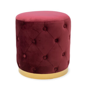 Cora Argos The Classic stool dark red velvet - golden metal 40x40x42cm