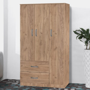 249 000029 2 Wardrobe Zelia Argos The Classic with 2 doors and drawers in oak color 90x42x180cm