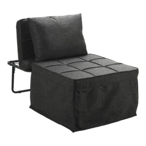 024 000046 1 Stool-bed Grejio Argos The Classic fabric in dark grey shade and black metal leg 70x70x45cm