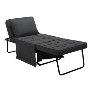 024 000046 2 Stool-bed Grejio Argos The Classic fabric in dark grey shade and black metal leg 70x70x45cm