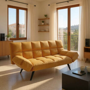 024 000050 1 Sofa - bed 3-seater Freddo Argos The Classic in yellow velvet 181x81x86cm