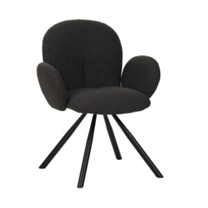Armchair Garzele Argos The Classic dark grey teddy fabric-leg black metal 68x66x82.5cm