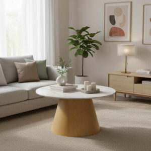 Coffee table Soleire Argos The Classic white marble sintered stone-metal base D70x41.5cm