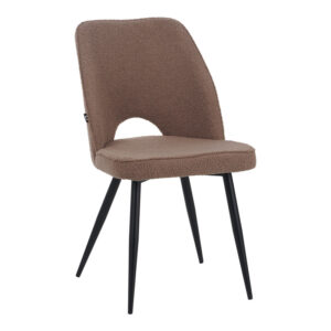 Renish Argos The Classic chair bouclé in cappuccino color with black metallic legs 47x61x85cm
