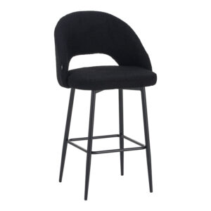Masebo Argos The Classic bar stool bouclé in black color with black metallic legs 48x52x97cm