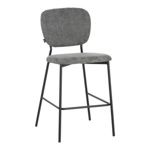 Cathair Argos The Classic bar stool bouclé fabric in dark grey color with black metallic legs 48x54x100cm