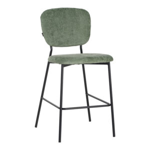 Cathair Argos The Classic bar stool bouclé fabric in green color with black metallic legs 48x54x100cm