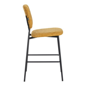 029 000312 2 Cathair Argos The Classic bar stool bouclé fabric in yellow color with black metallic legs 48x54x100cm