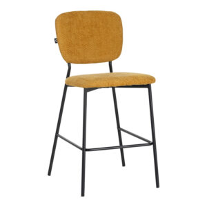 Cathair Argos The Classic bar stool bouclé fabric in yellow color with black metallic legs 48x54x100cm