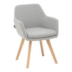 Safira armchair Argos The Classic fabric in grey color with natural color wooden leg 57x58x84cm