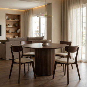 029 000357 1 Karulo Argos The Classic table mdf in walnut shade Φ120x76cm