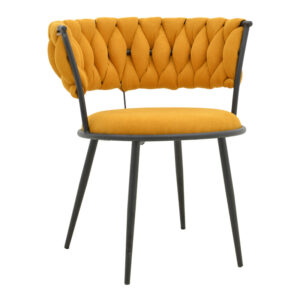 Alkia I Argos The Classic armchair fabric in yellow shade - black metal leg 57x58.5x72cm
