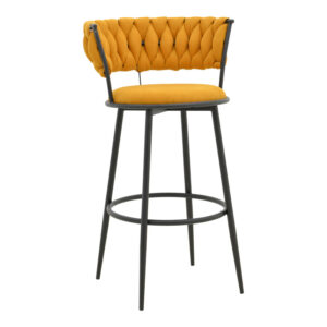 Alkia I Argos The Classic bar stool fabric in yellow color - black metal leg 50x56x95cm