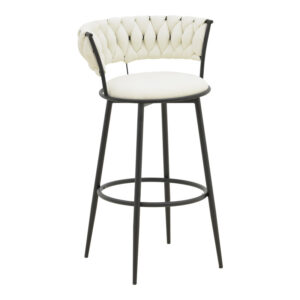 Alkia I Argos The Classic bar stool fabric in ecru color - black metal leg 50x56x95cm