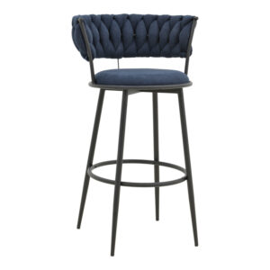Alkia I Argos The Classic bar stool fabric in dark blue color - black metal leg 50x56x95cm