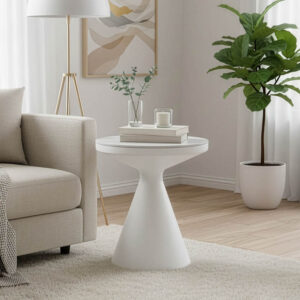 029 000416 Side table Coozlin Argos The Classic white marble sintered stone and white metal D50x50cm