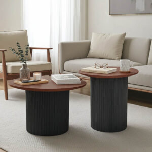 Dovel Argos The Classic mdf coffee table set of 2 walnut-black metal