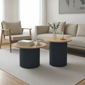 Dovel Argos The Classic mdf coffee table set of 2 sonoma-black metal