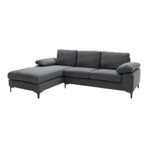 Corner sofa Cohen Argos The Classic with right corner fabric dark grey fabric-black metal leg 240x159x83cm