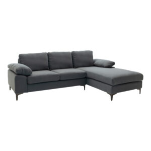 Corner sofa Cohen Argos The Classic with left corner fabric dark grey fabric-black metal leg 240x159x83cm