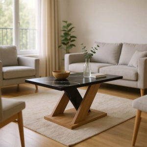 Solange Argos The Classic coffee table in sonoma with black marble look 110x55x47.5cm