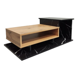 049 000109 1 Coffee table Nuvele Argos The Classic in black marble-sonoma shade 90x50x35cm
