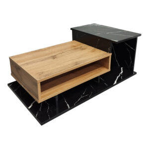 049 000109 3 Coffee table Nuvele Argos The Classic in black marble-sonoma shade 90x50x35cm