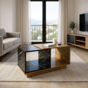 Coffee table Fetix Argos The Classic in black marble-sonoma shade 90x45x45cm
