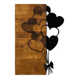 Wall deco Hearby Argos The Classic pine wood in natural color and black metal 39x3x58cm