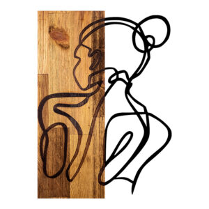 Wall deco Womanel Argos The Classic pine wood in natural color and black metal 35x3x50cm