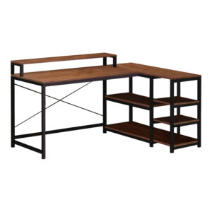 Corner computer reversible desk Tebul Argos The Classic MDF-metal in walnut color 130x60x88cm