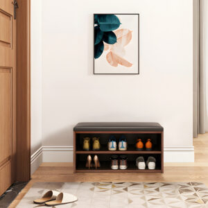 072 000129 Shoe cabinet stool Kiana Argos The Classic 6 pairs in walnut color 80x32x44cm