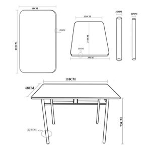072 000134 2 Dining set Roza I Argos The Classic 5pcs in natural color with white metal legs 110x68x75cm