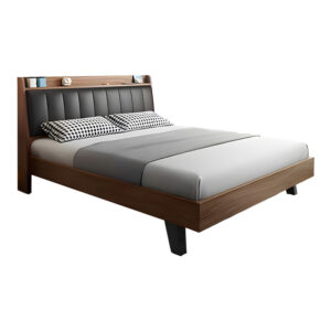Frankly Argos The Classic double bed mdf-pu in walnut-black color 150x200cm