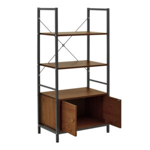 072 000149 1 Floor-standing shelf with cabinet Kuili Argos The Classic metal black-mdf in walnut shade 60x36x121cm